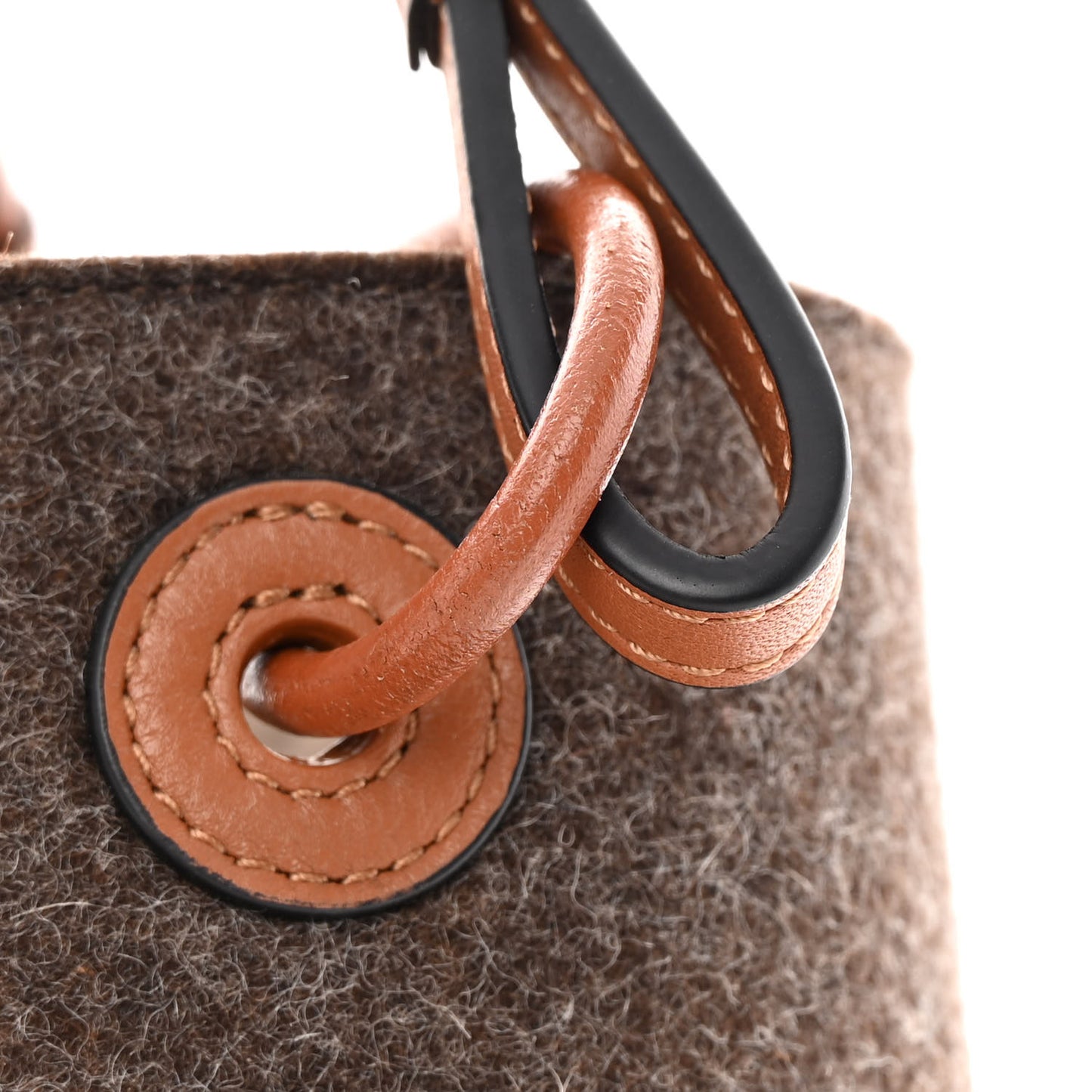 Felt Calfskin Small Anagram Square Basket Tote Brown Tan