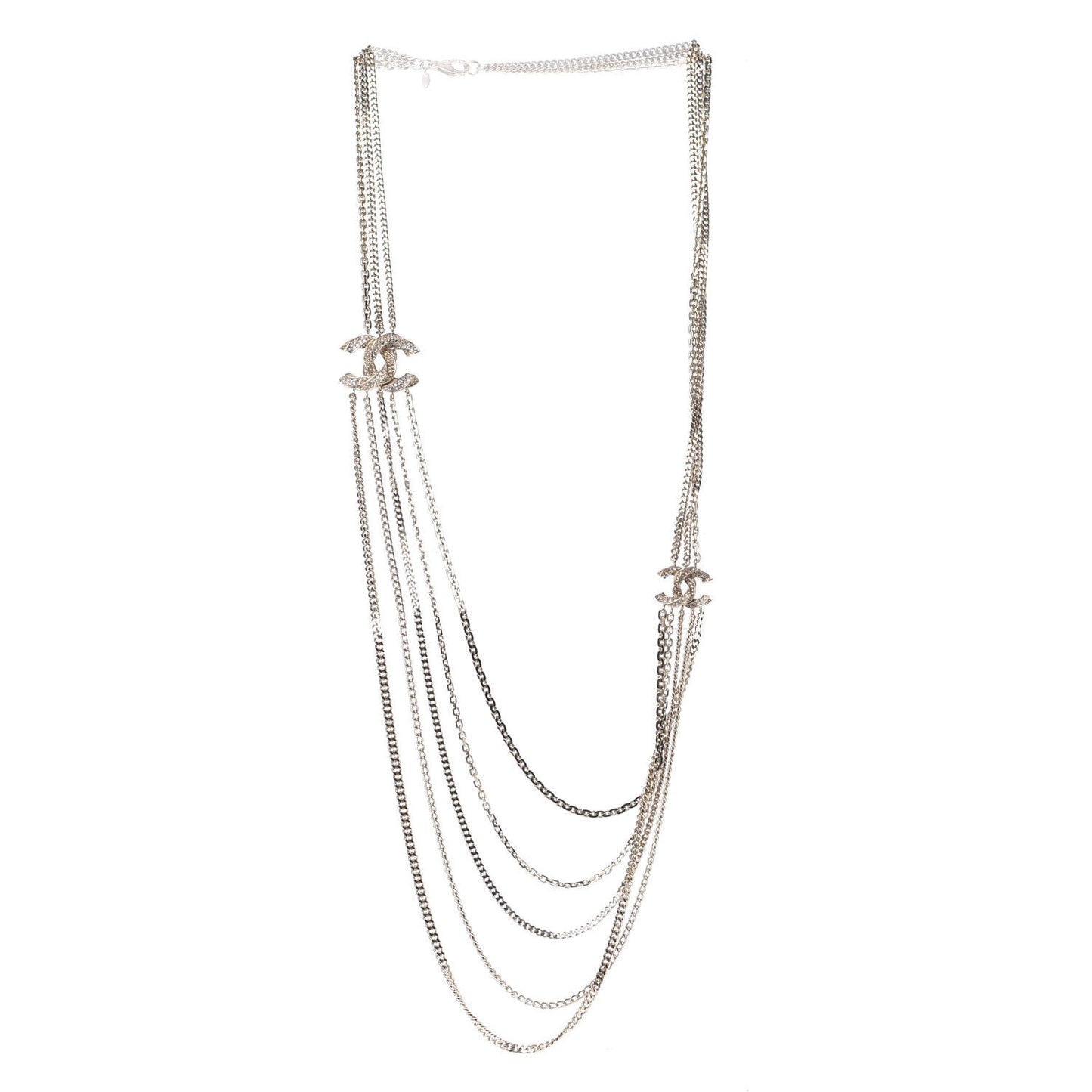 Crystal CC Multi Strand Chain Necklace Gold
