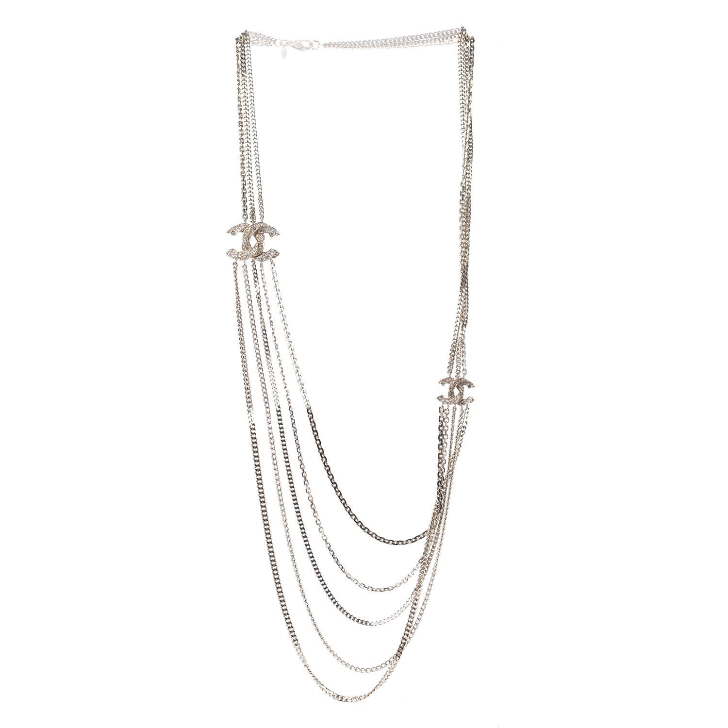 Chanel Crystal CC Multi Strand Chain Necklace Gold 3 of 6