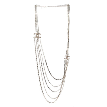 Chanel Crystal CC Multi Strand Chain Necklace Gold 3 of 6
