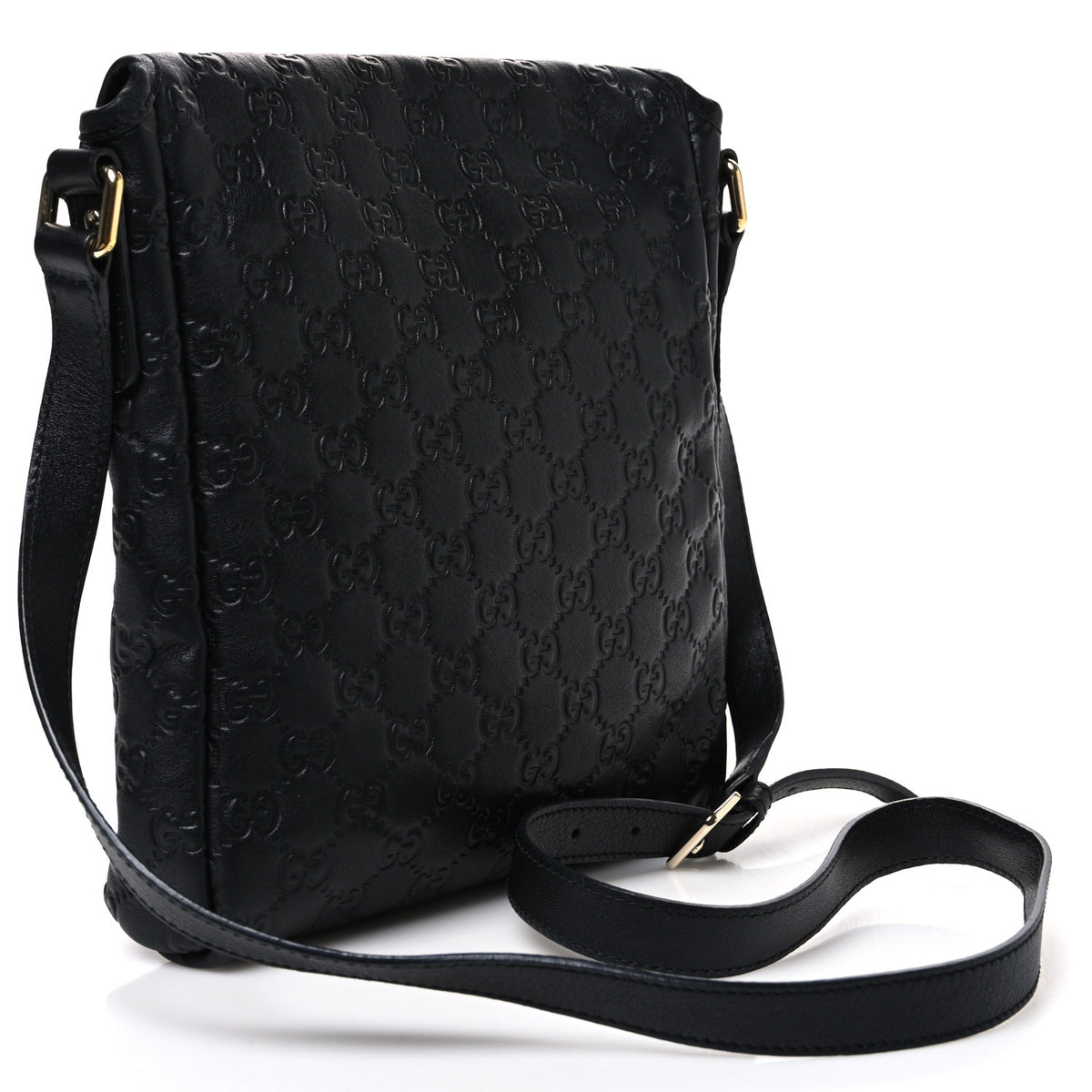 Gucci Guccissima Small Flap Messenger Bag Black 3 of 10