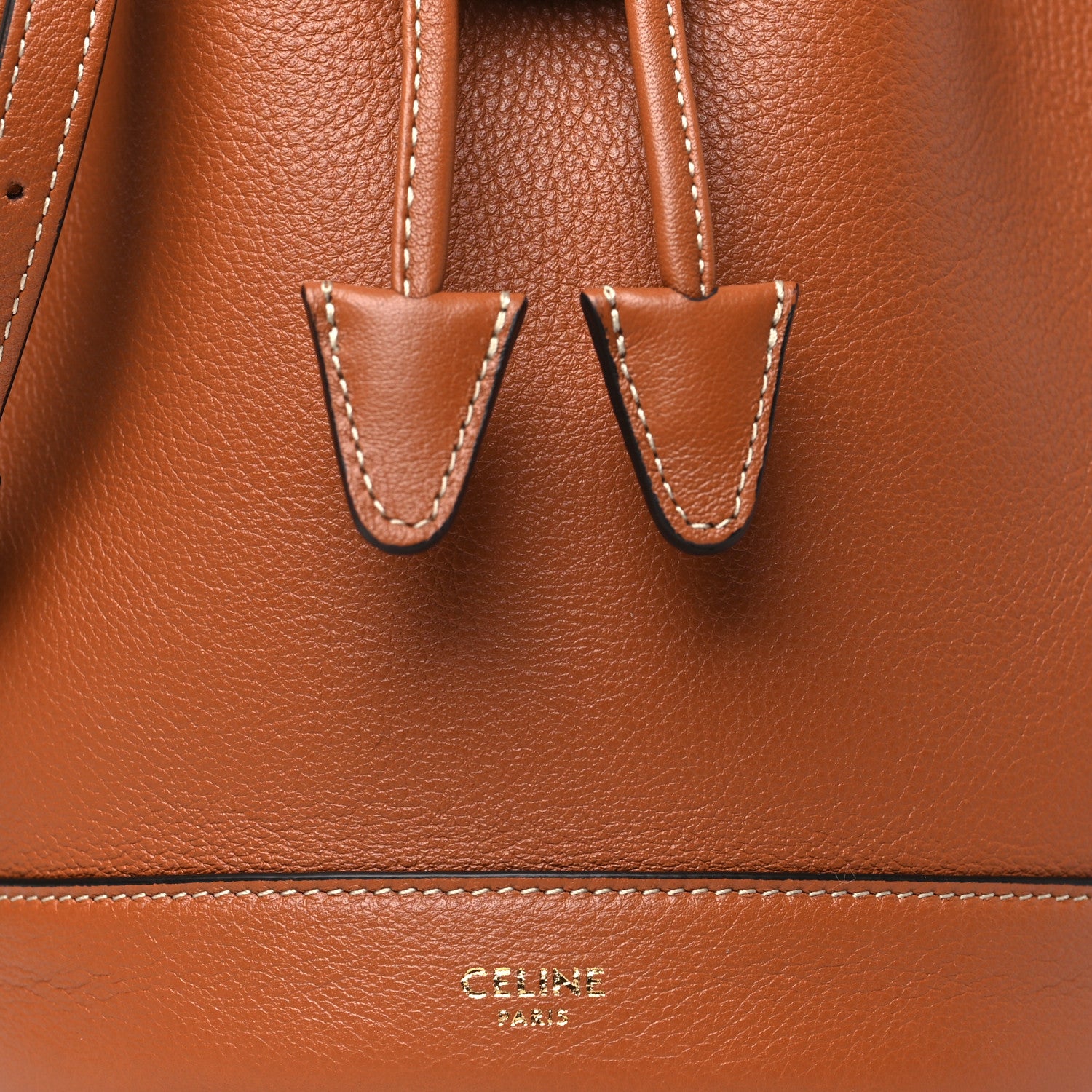 Celine Calfskin Teen Clara Drawstring Bucket Bag Tan 7 of 9