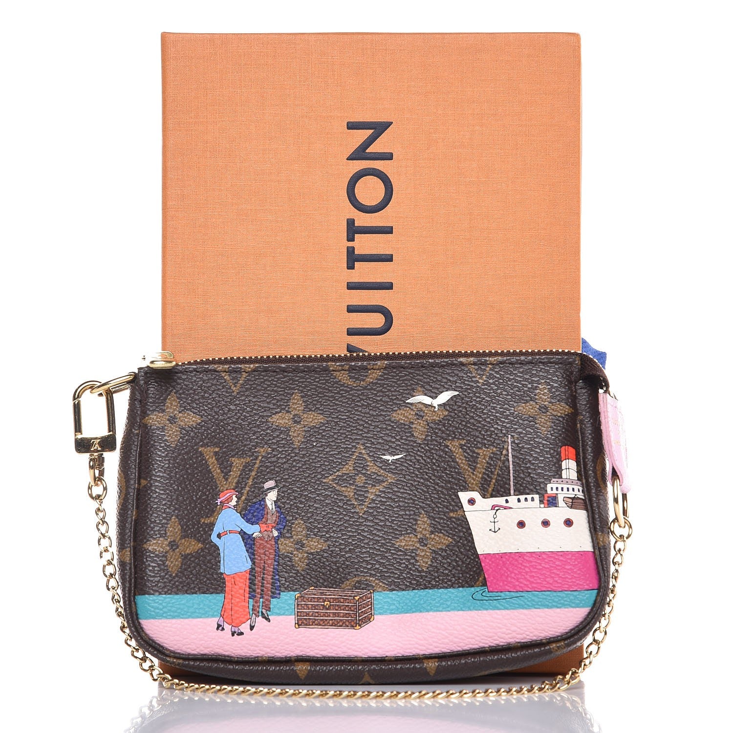 Louis Vuitton Monogram 2016 Christmas Animation Mini Pochette Accessories Rose Ballerine 8 of 8