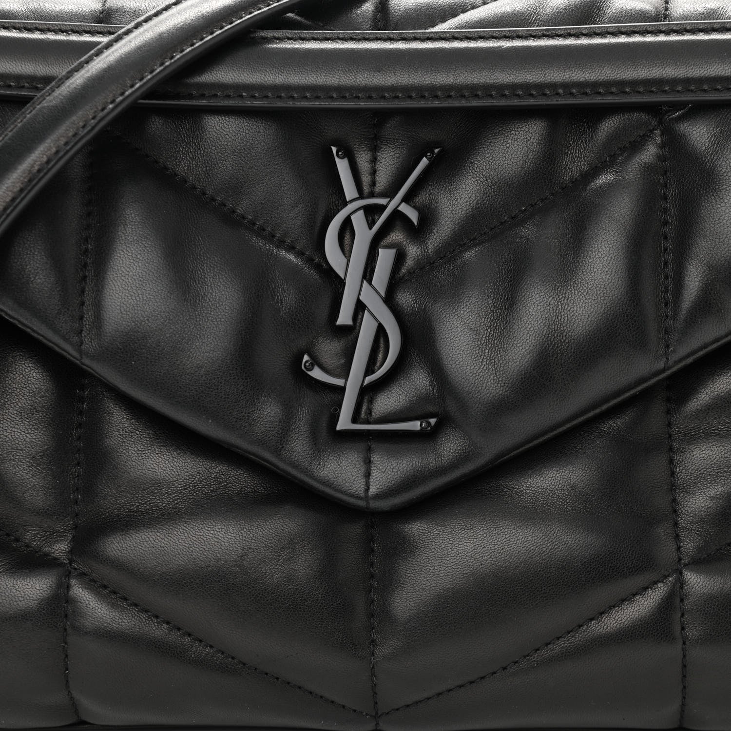 Saint Laurent Lambskin Quilted Small Loulou Puffer Monogram Chain Satchel Black 8 of 10