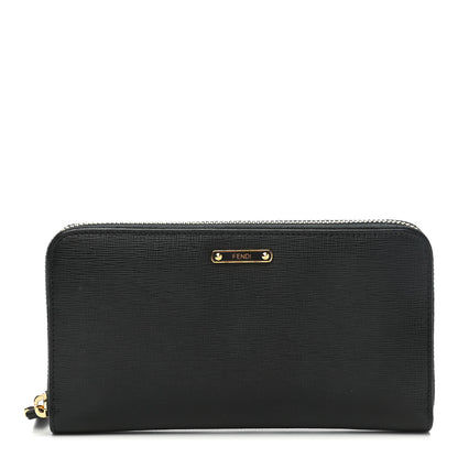Fendi Vitello Elite Zip Around Wallet Black 1 of 8