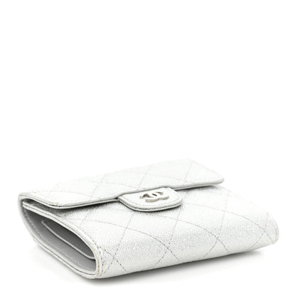 Chanel Metallic Caviar Quilted Compact Flap Wallet Silver 4 of 16