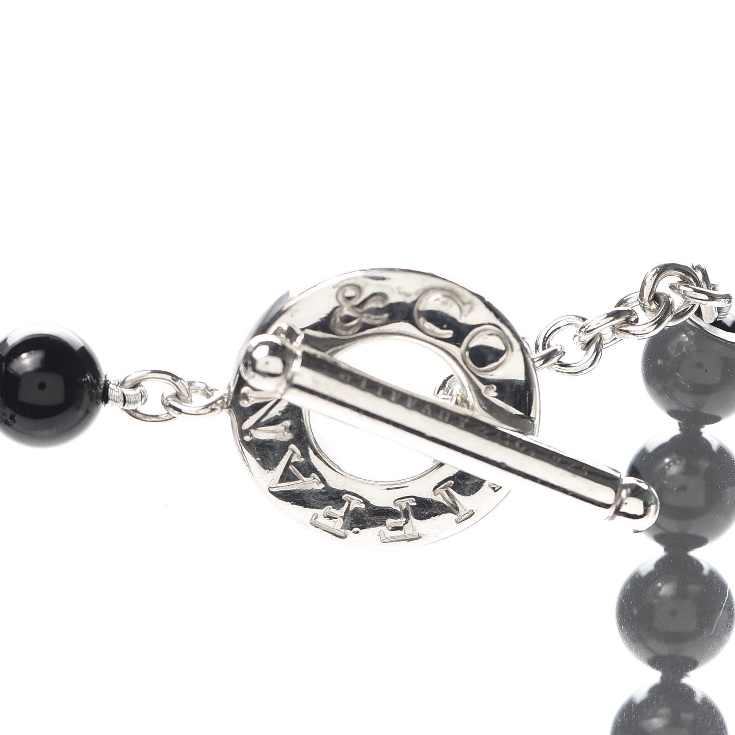 Sterling Silver Black Onyx Bead Toggle Necklace