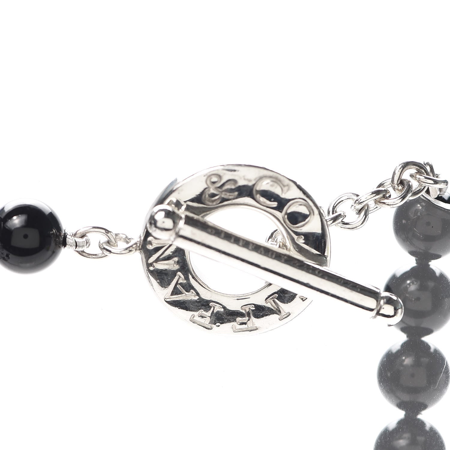 Tiffany Sterling Silver Black Onyx Bead Toggle Necklace 4 of 6