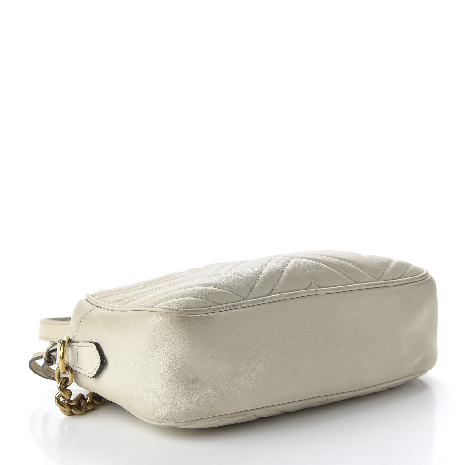 Gucci Calfskin Matelasse Small GG Marmont Chain Shoulder Bag White 4 of 11