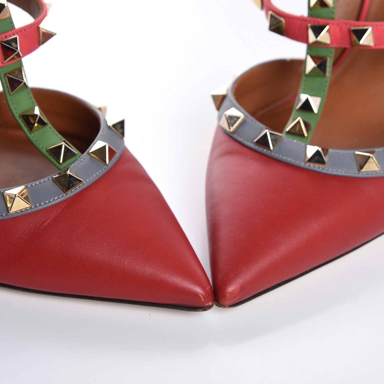 Valentino Garavani Nappa Rockstud Ankle Strap 100mm Pumps 37.5 Rosso Valentino Grey Clover Deep Rose 11 of 11