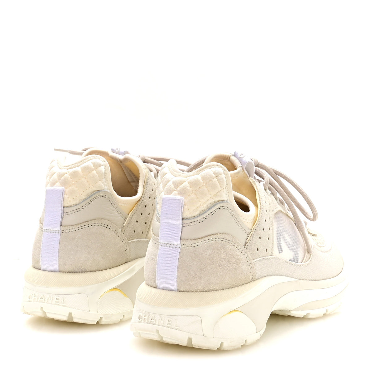 Suede Calfskin Womens CC Sneakers 38 White