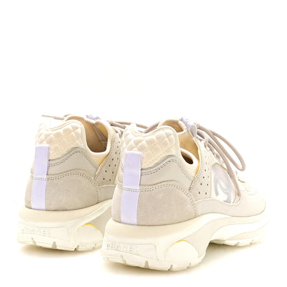 Chanel Suede Calfskin Womens CC Sneakers 38 White 5 of 8