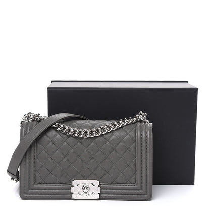 Chanel Caviar Quilted Medium Boy Flap Grey 9 of 9