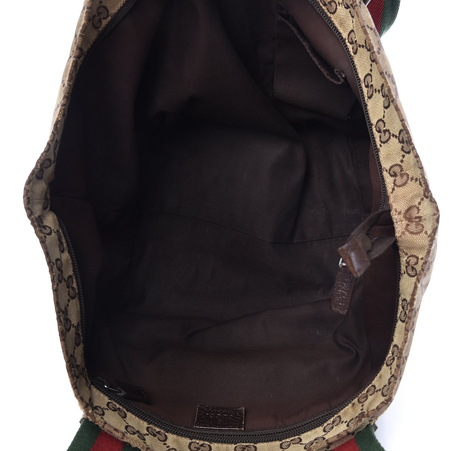 GG Monogram Medium Web Handle Bucket Tote Dark Brown