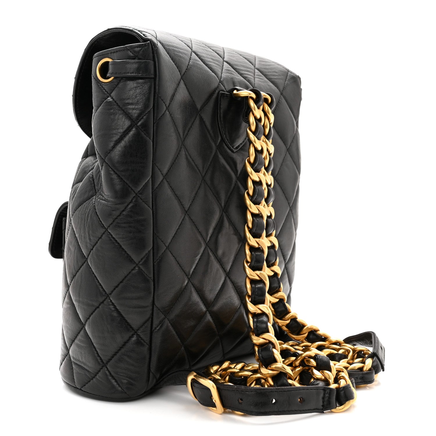 Chanel Lambskin Quilted Drawstring Backpack Black 2 of 9