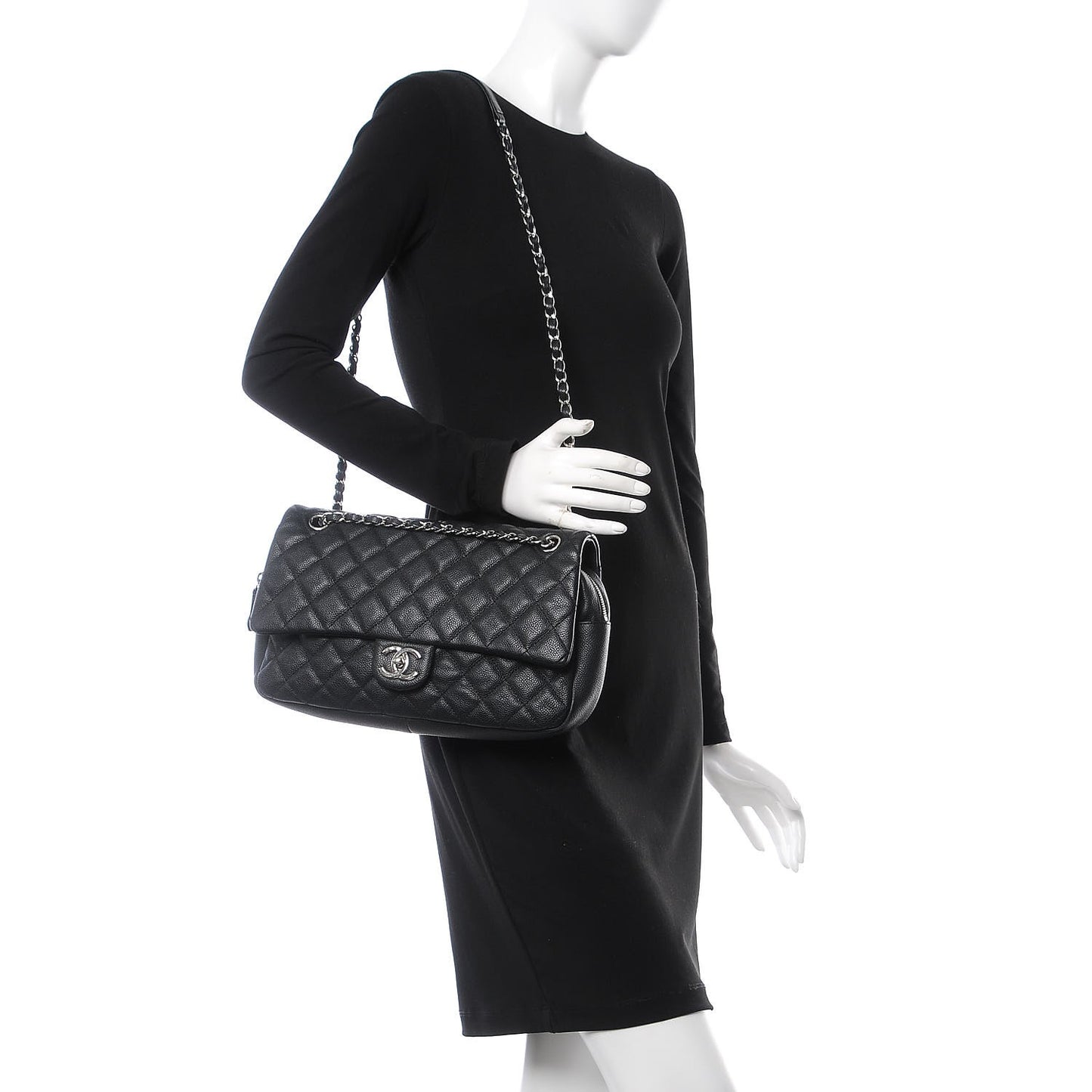 Caviar Quilted Jumbo Easy Flap Black