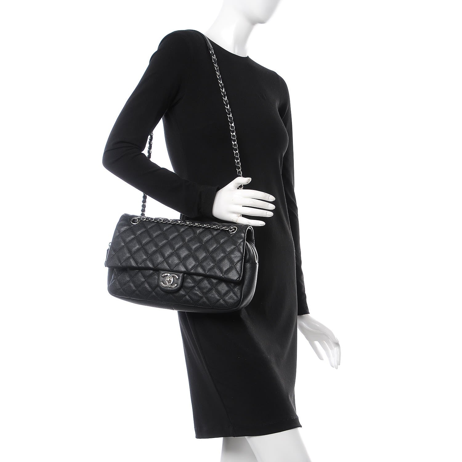 Chanel Caviar Quilted Jumbo Easy Flap Black 2 of 15