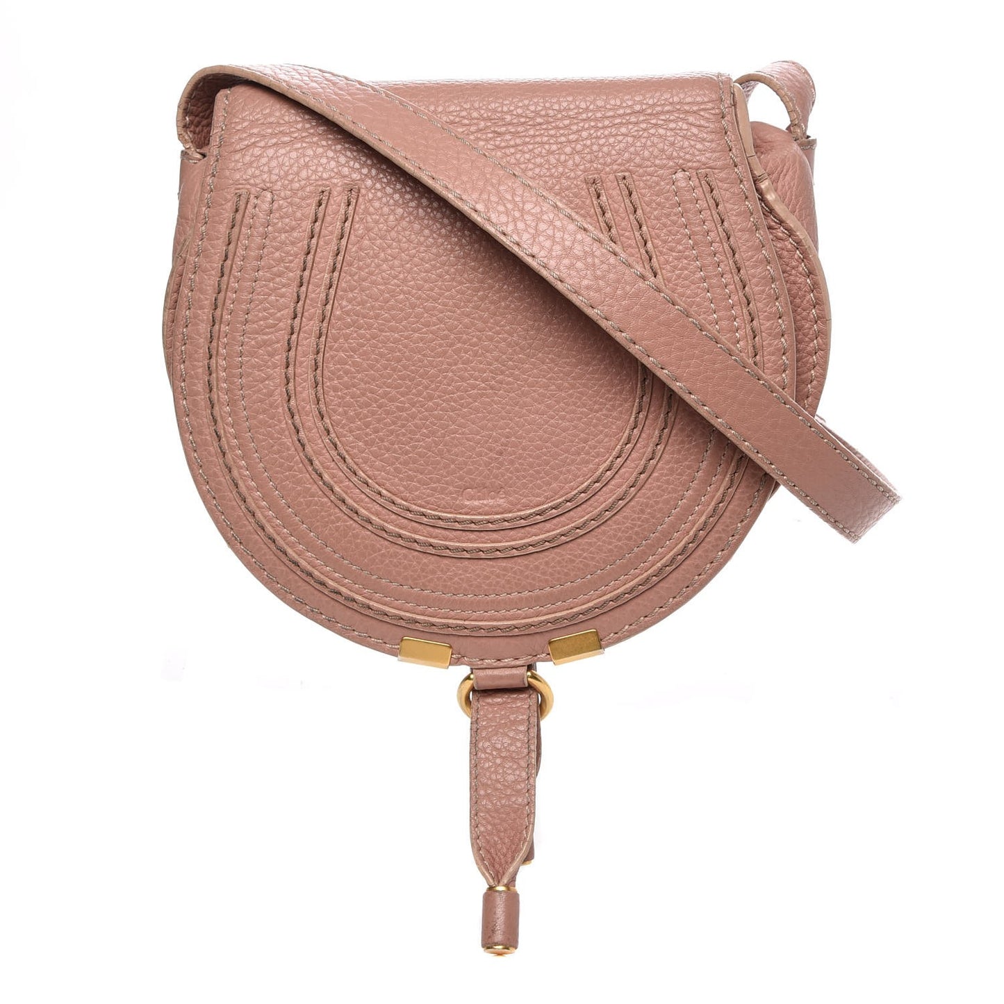 Grained Calfskin Small Marcie Saddle Bag Anemone Pink