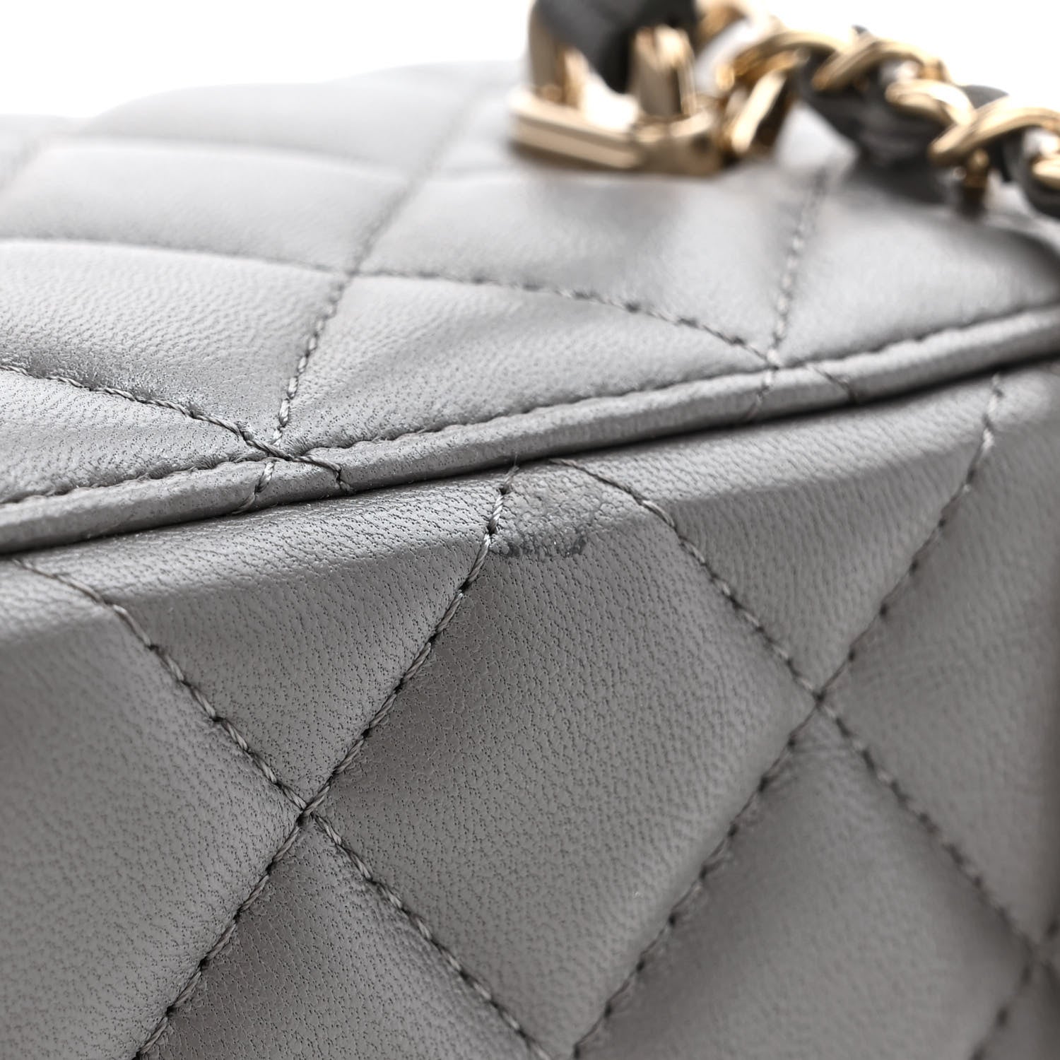Chanel Lambskin Quilted Small Top Handle Vanity Case With Chain Dark Grey 11 of 12