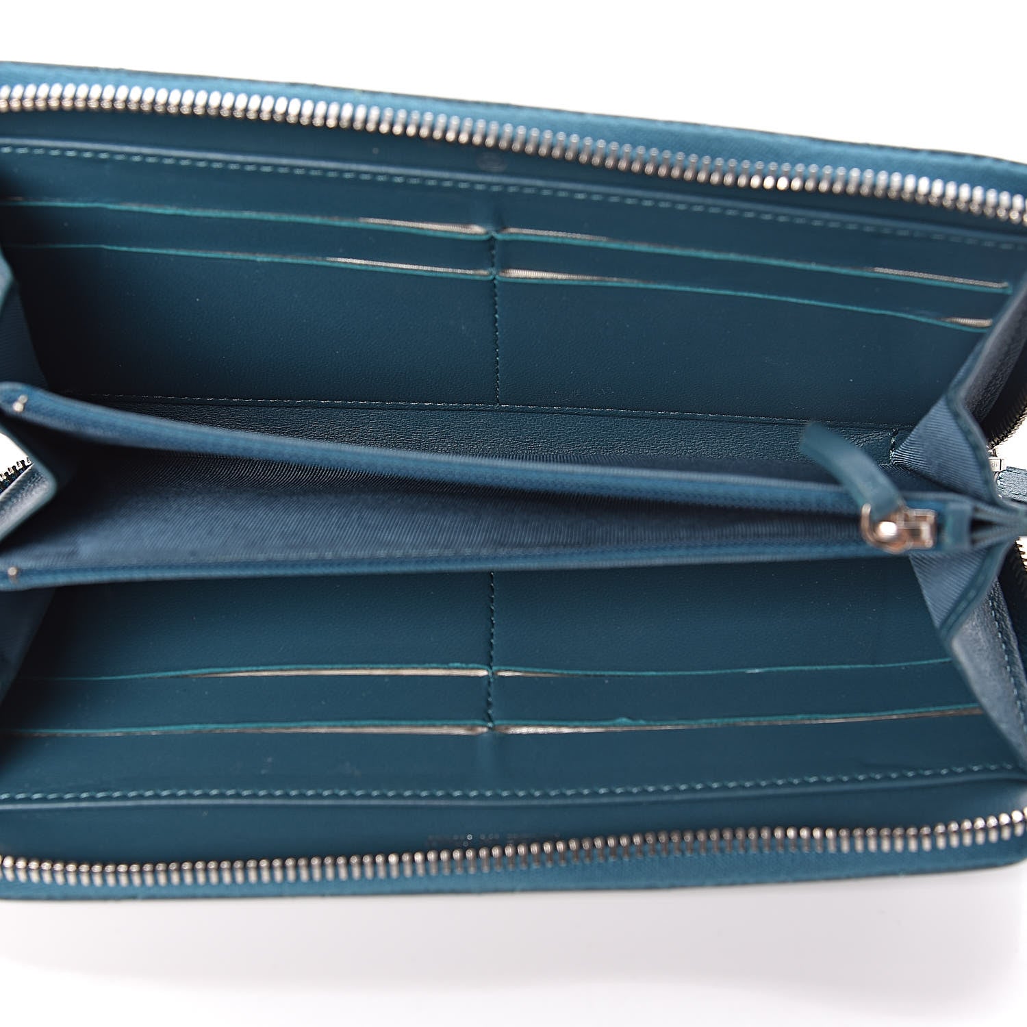 Chanel Lambskin Quilted Large Gusset Zip Around Wallet Turquoise 5 of 15