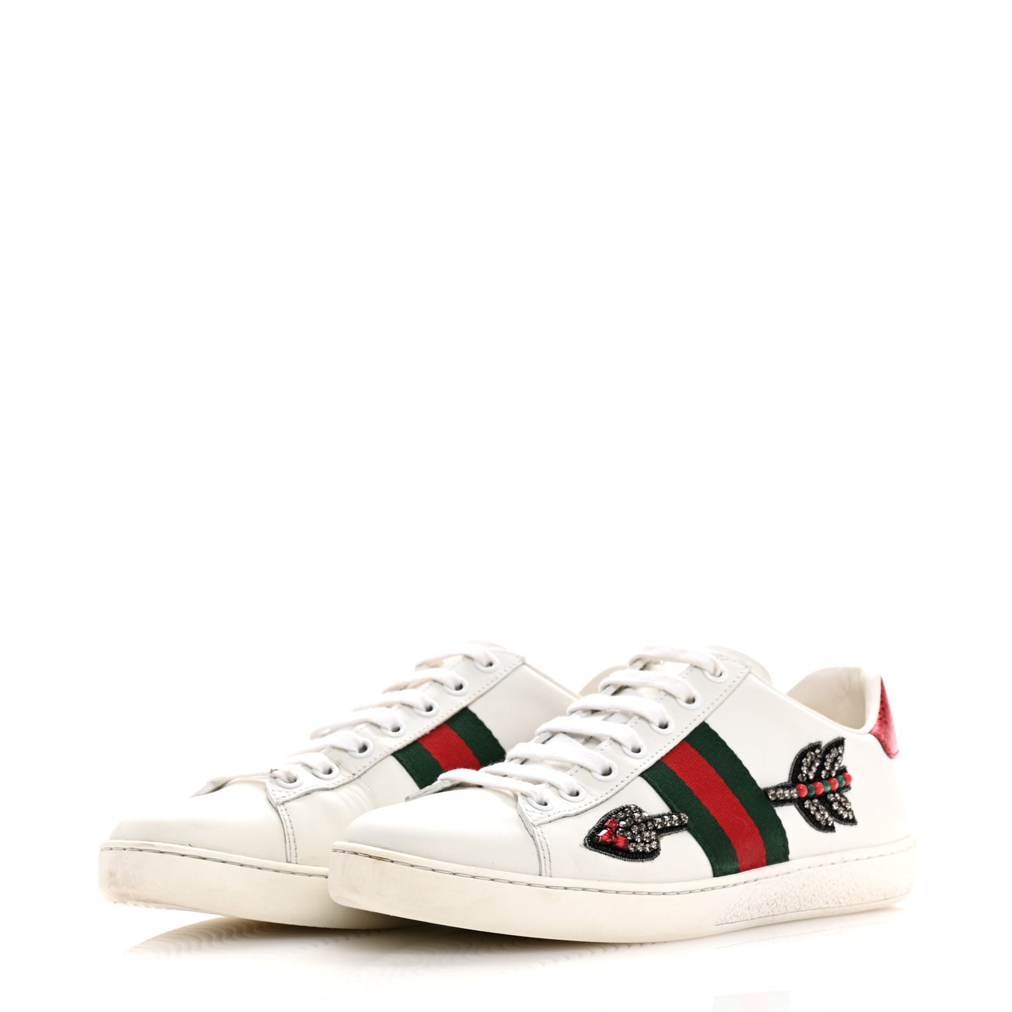 Calfskin Web Studded Womens Arrow Ace Sneakers 36.5 White