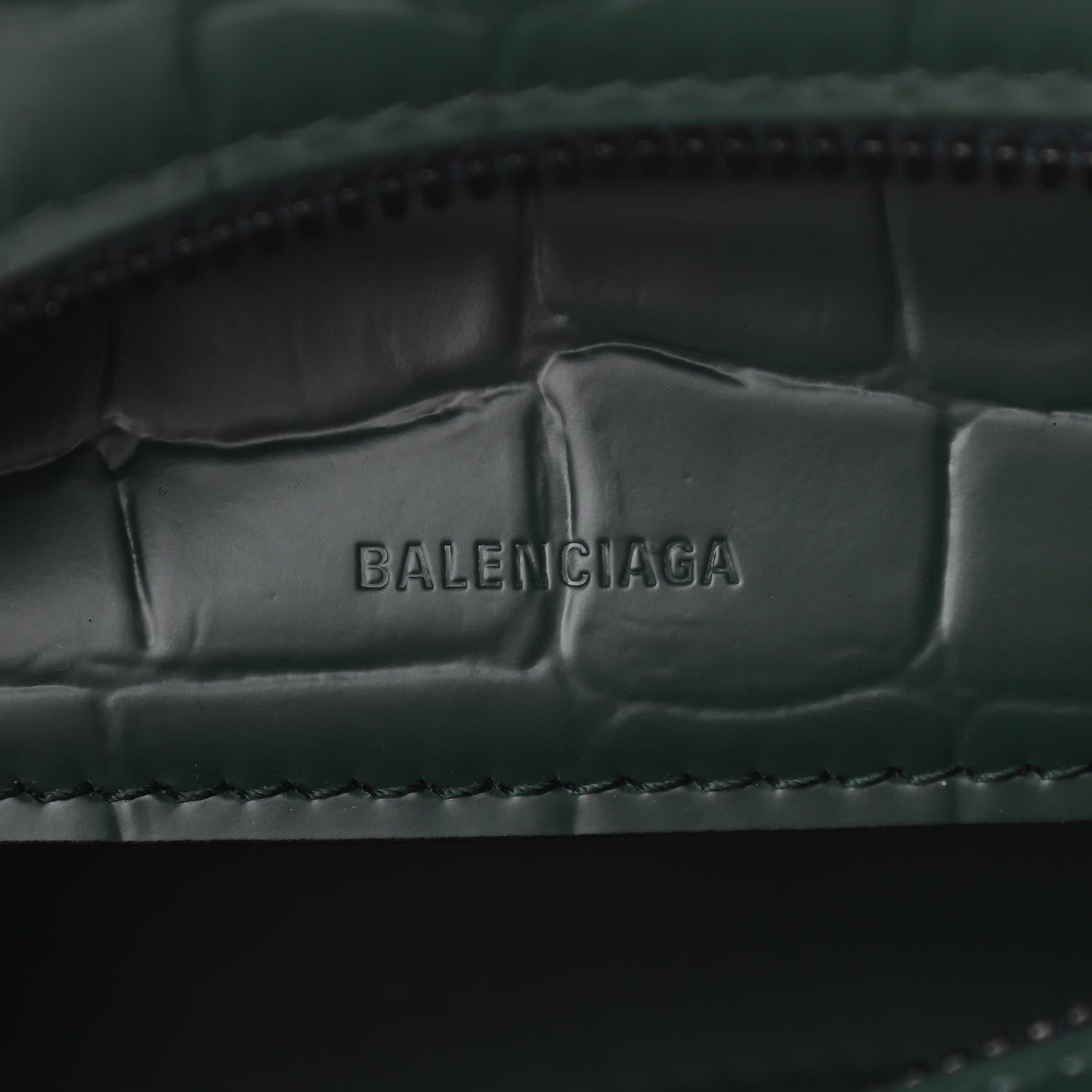 Balenciaga Semi Shiny Calfskin Crocodile Embossed Neo Classic Black Hardware Nano City Crossbody Forest Green 6 of 10