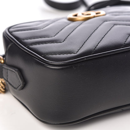 Gucci Calfskin Matelasse Mini GG Marmont Chain Shoulder Bag Black 8 of 10
