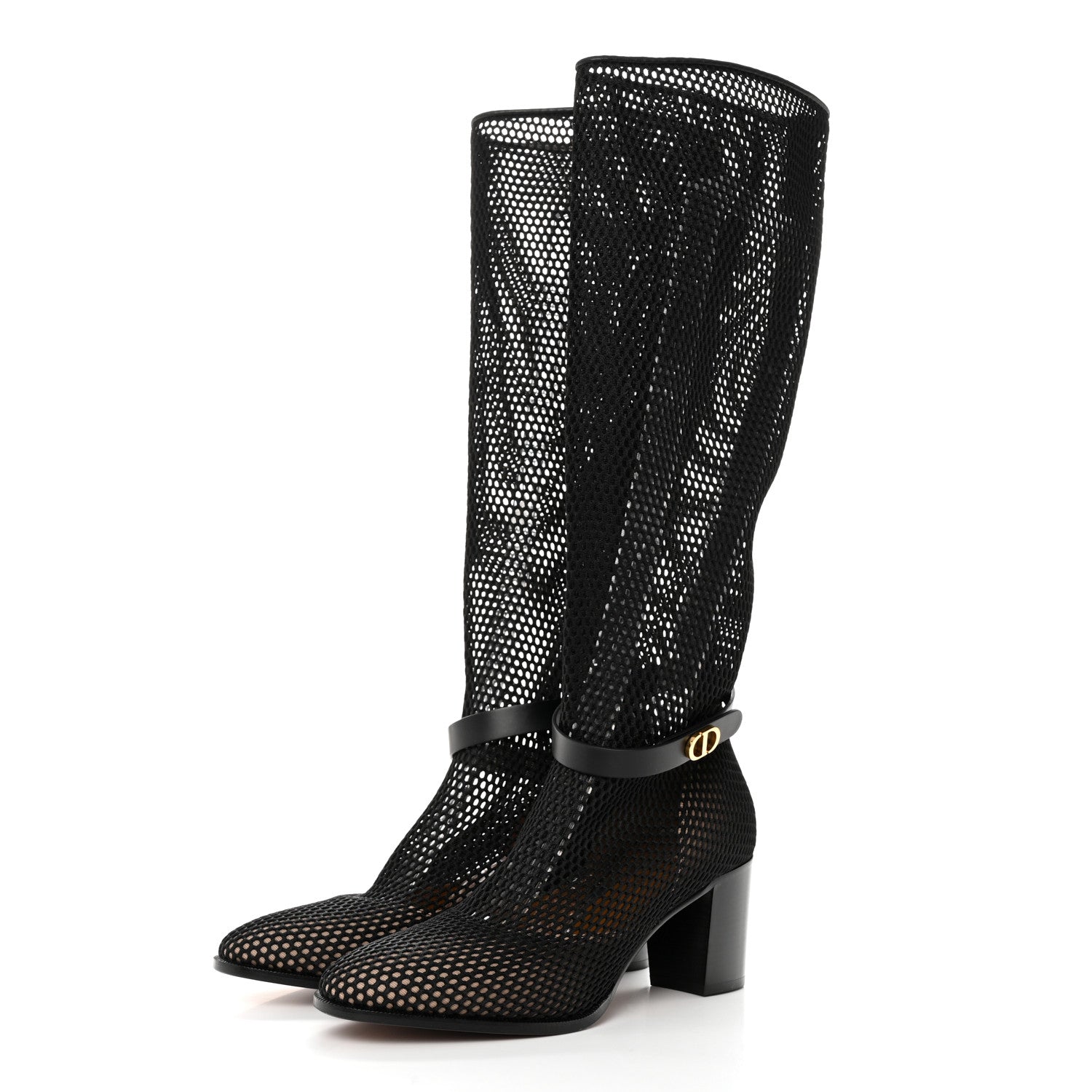 Christian Dior Empriente Mesh Montaigne Knee Boots 39.5 Black 3 of 8