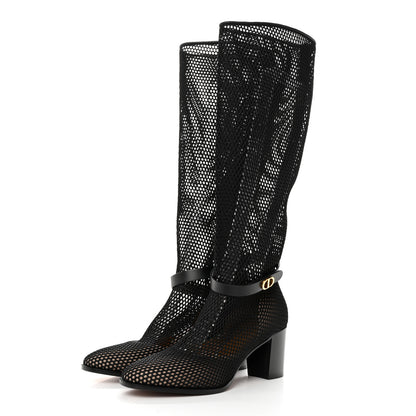 Christian Dior Empriente Mesh Montaigne Knee Boots 39.5 Black 3 of 8