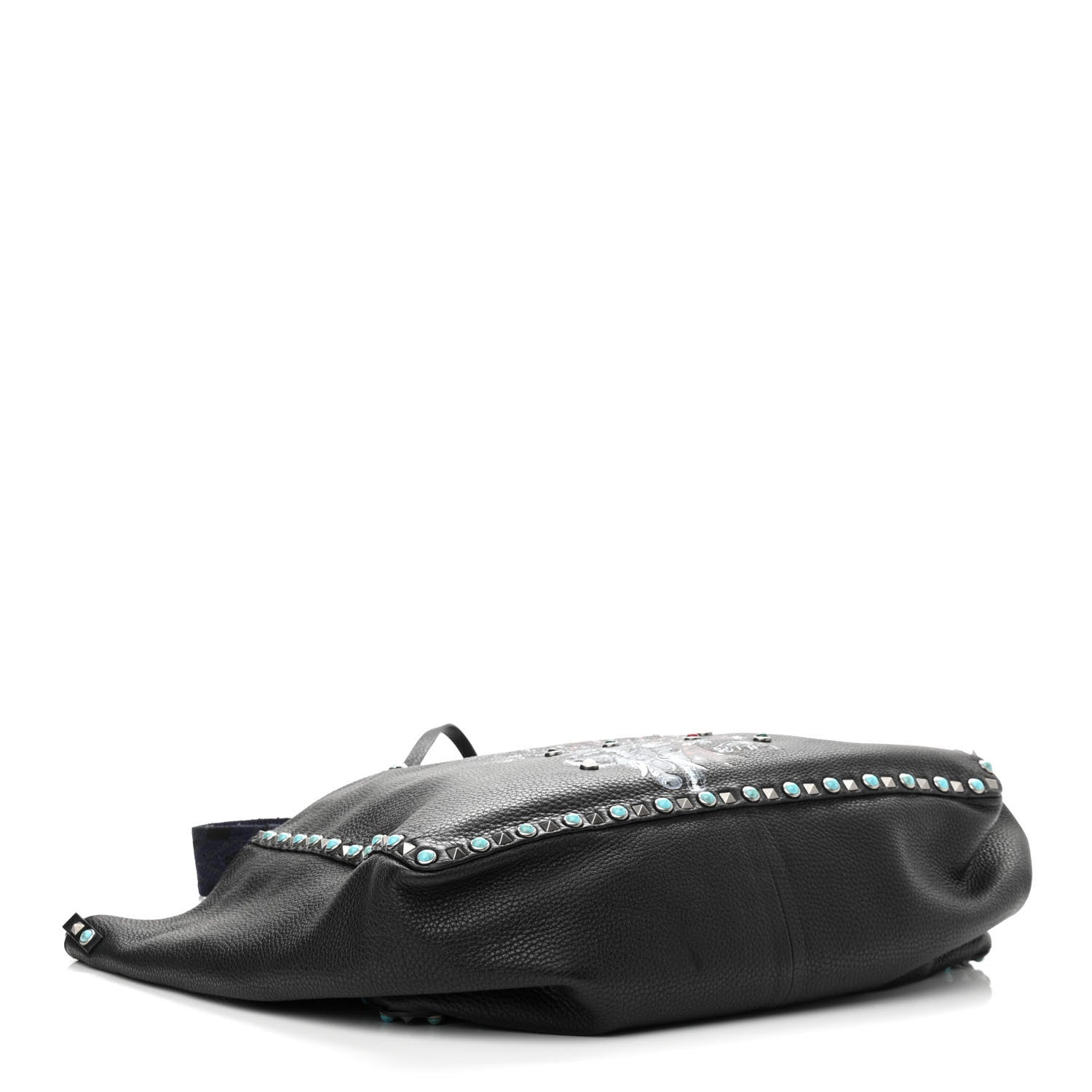 Valentino Garavani Stampa Alce Calfskin Large Tree of Life Rockstud Rolling Reversible Tote Black Multicolor 4 of 9