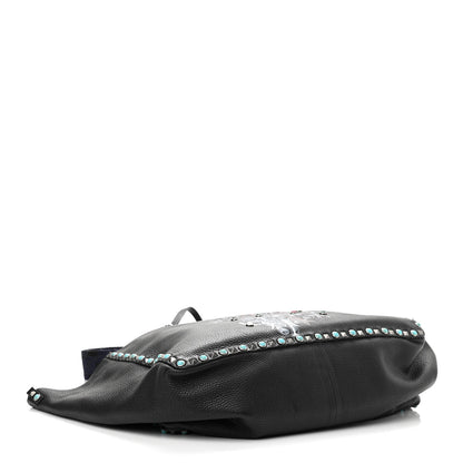 Valentino Garavani Stampa Alce Calfskin Large Tree of Life Rockstud Rolling Reversible Tote Black Multicolor 4 of 9