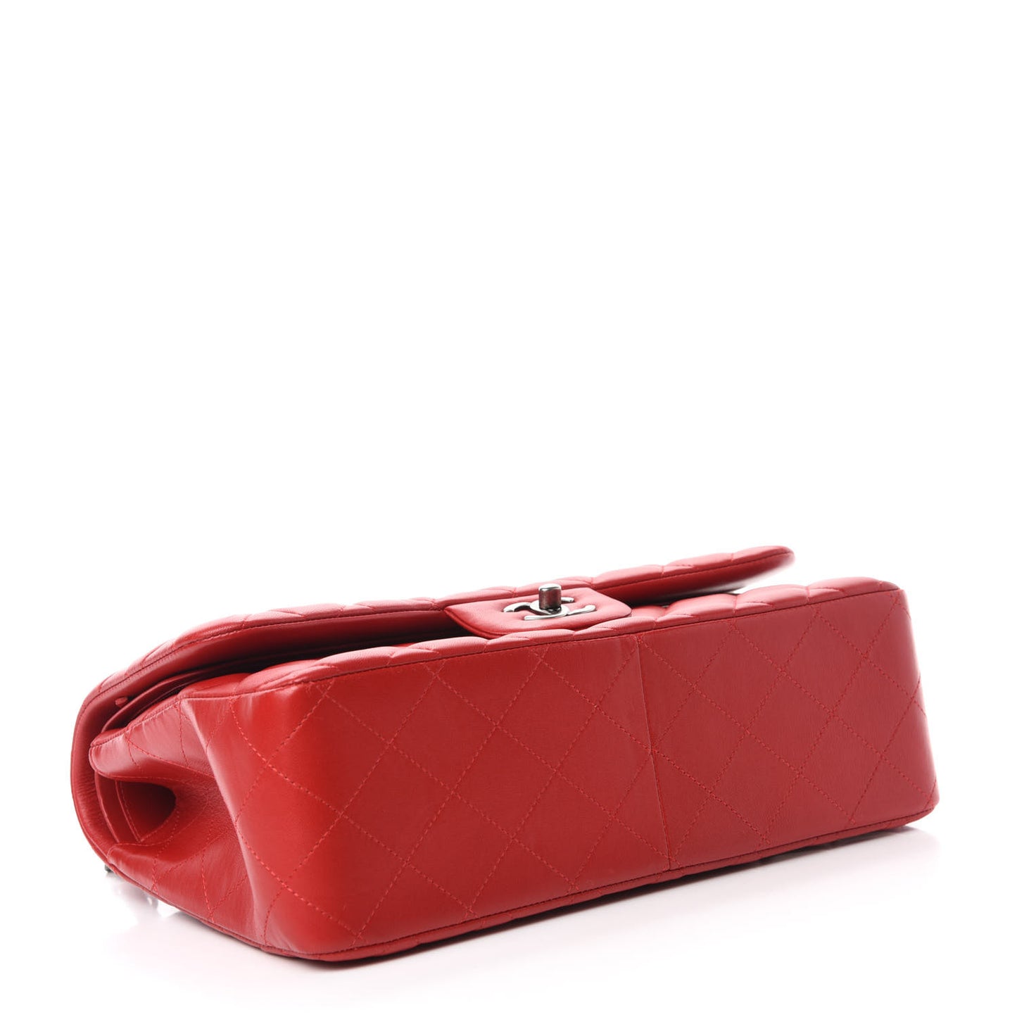 Lambskin Quilted Jumbo Double Flap Red