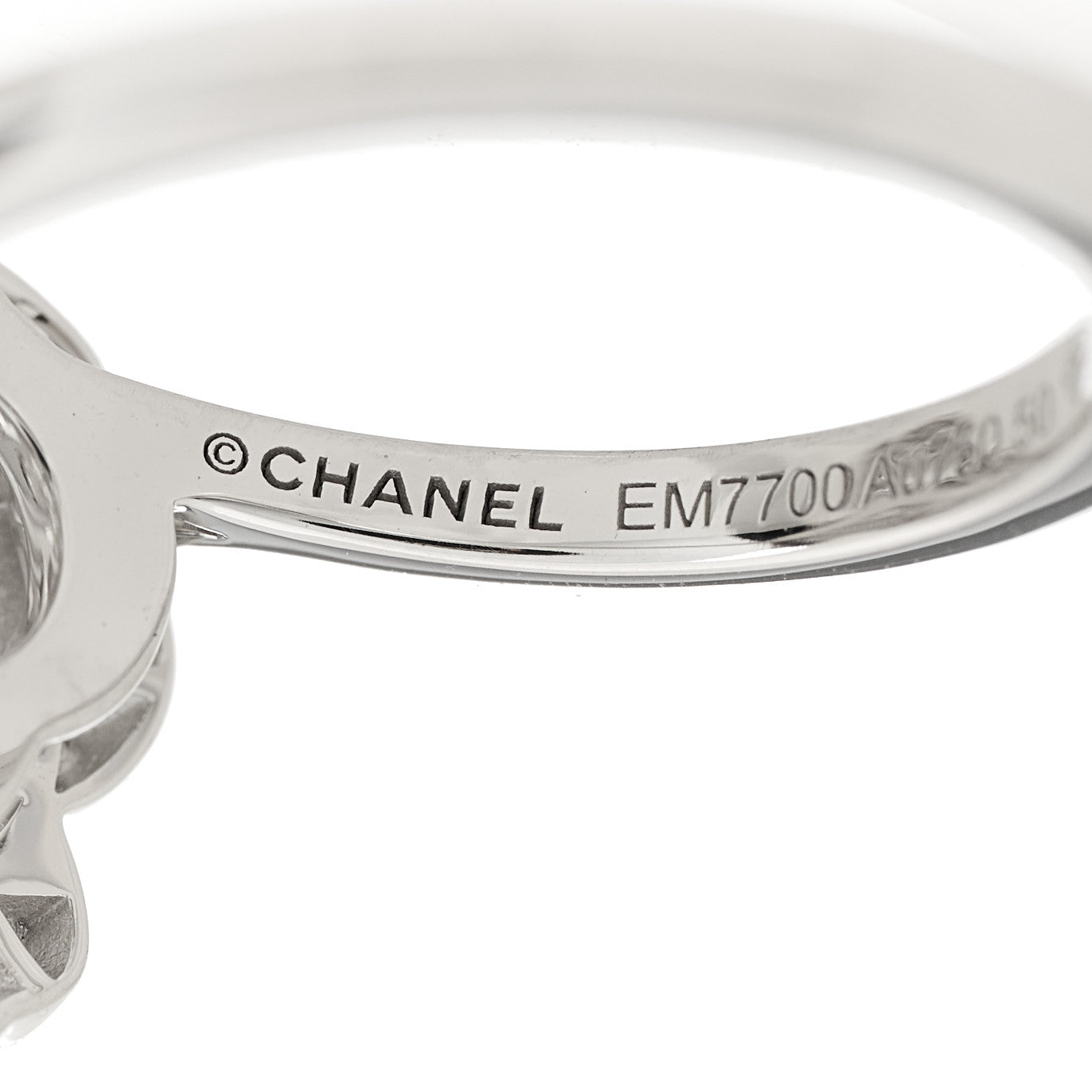 18K White Gold Diamond Small Bouton de Camelia Ring 50 5.25