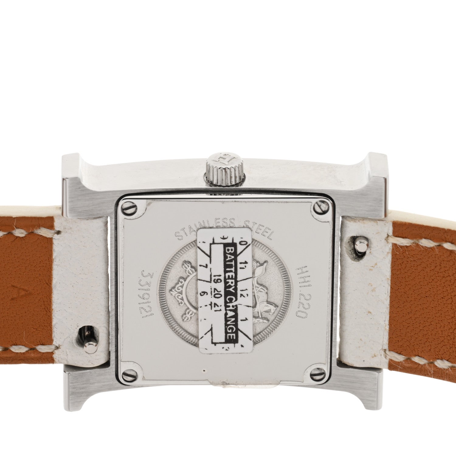 Hermes Stainless Steel Epsom Lacquer 21mm Heure H Hour Double Tour Quartz Watch Blanc 4 of 5