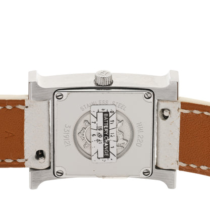 Hermes Stainless Steel Epsom Lacquer 21mm Heure H Hour Double Tour Quartz Watch Blanc 4 of 5