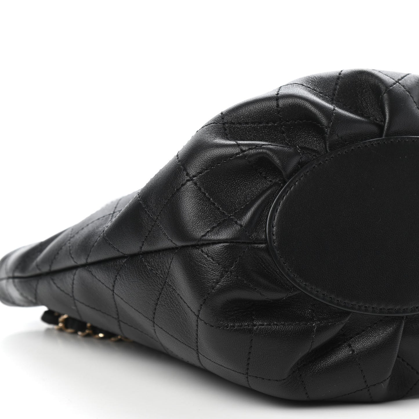 Lambskin Stitched Small Shopping Tote Black