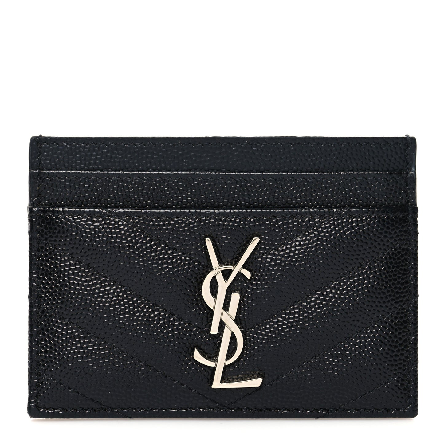 Grain De Poudre Matelasse Chevron Monogram Credit Card Case Black