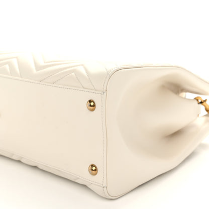 Gucci Calfskin Matelasse Medium GG Marmont Tote White 10 of 11
