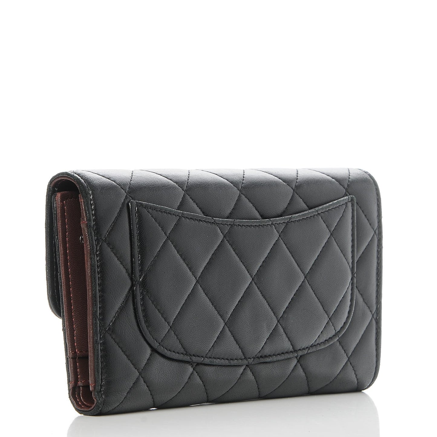 Lambskin Quilted Large Flap Wallet Black