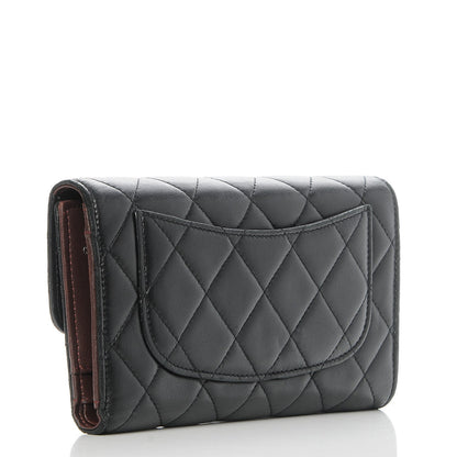 Chanel Lambskin Quilted Large Flap Wallet Black 3 of 8