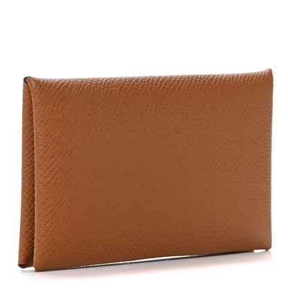 Hermes Epsom Calvi Card Case Gold 3 of 10