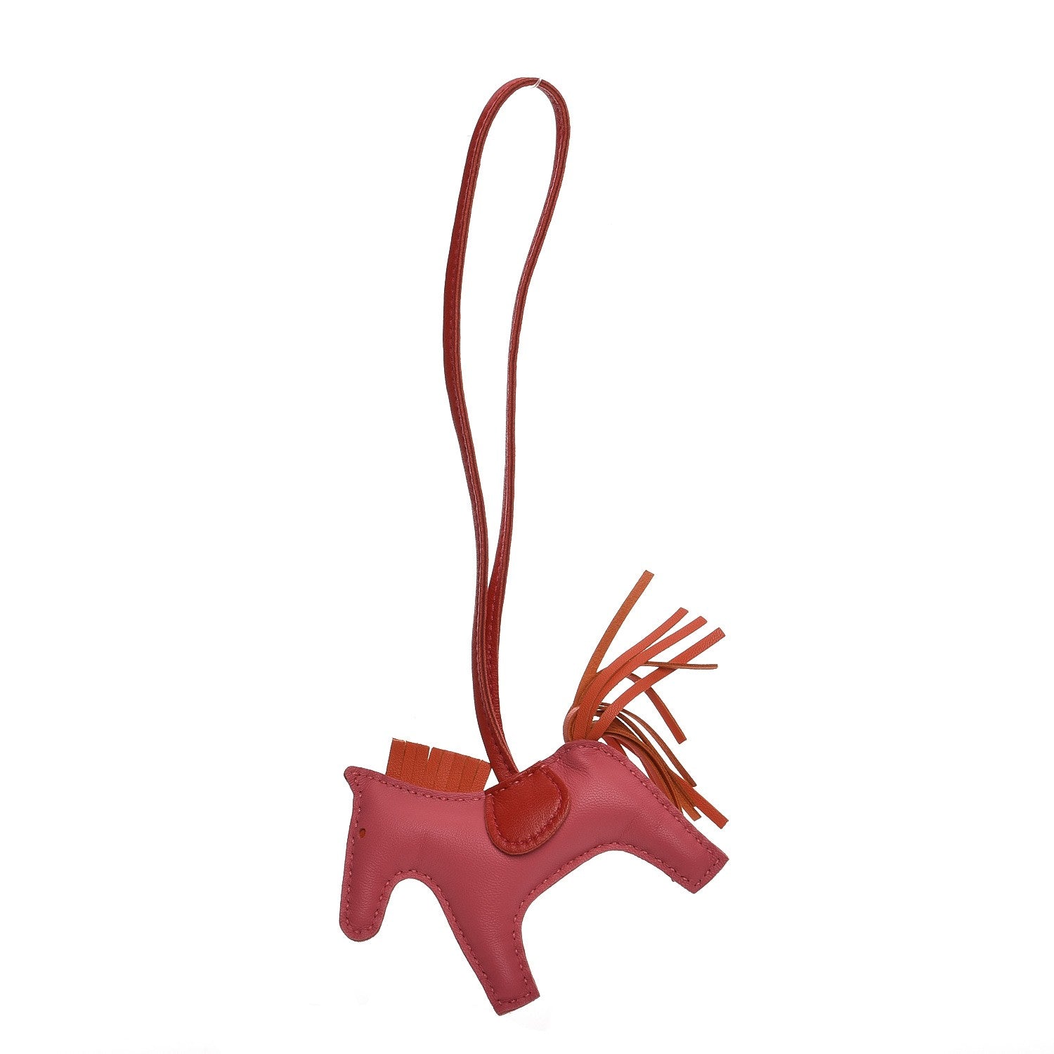 Hermes Milo Lambskin Grigri Rodeo Bag Charm PM Rose Azalee Orange Poppy Rouge Indien 1 of 4
