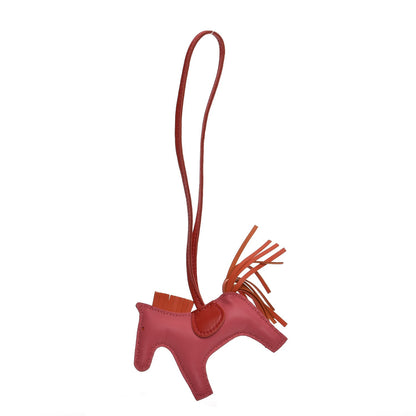 Hermes Milo Lambskin Grigri Rodeo Bag Charm PM Rose Azalee Orange Poppy Rouge Indien 1 of 4