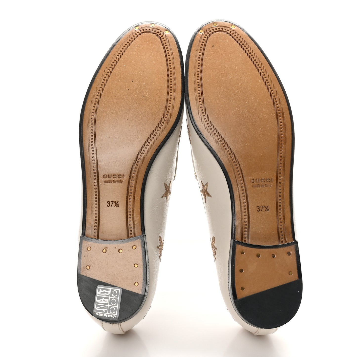 Goatskin Bee Star Embroidered Womens Jordaan Loafers 37.5 Mystic White