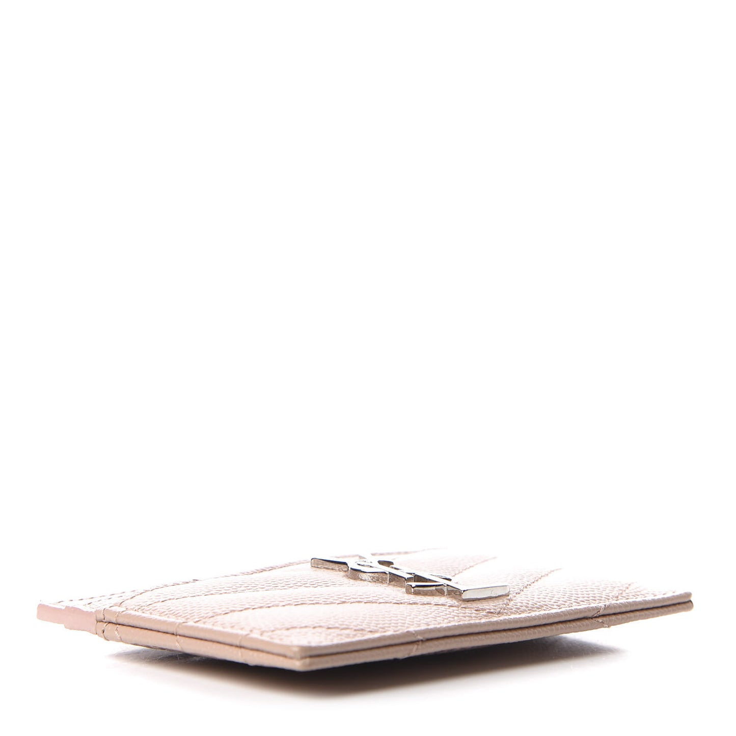 Grain De Poudre Matelasse Chevron Monogram Credit Card Case Pale Blush