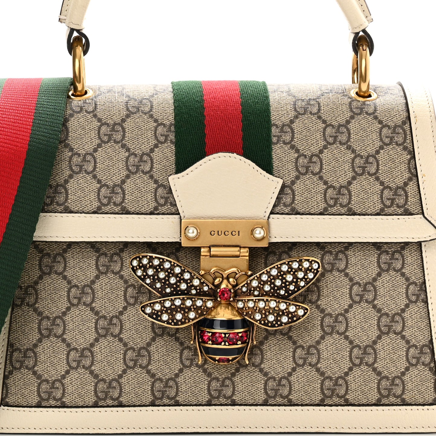 GG Supreme Monogram Small Queen Margaret Top Handle Bag White