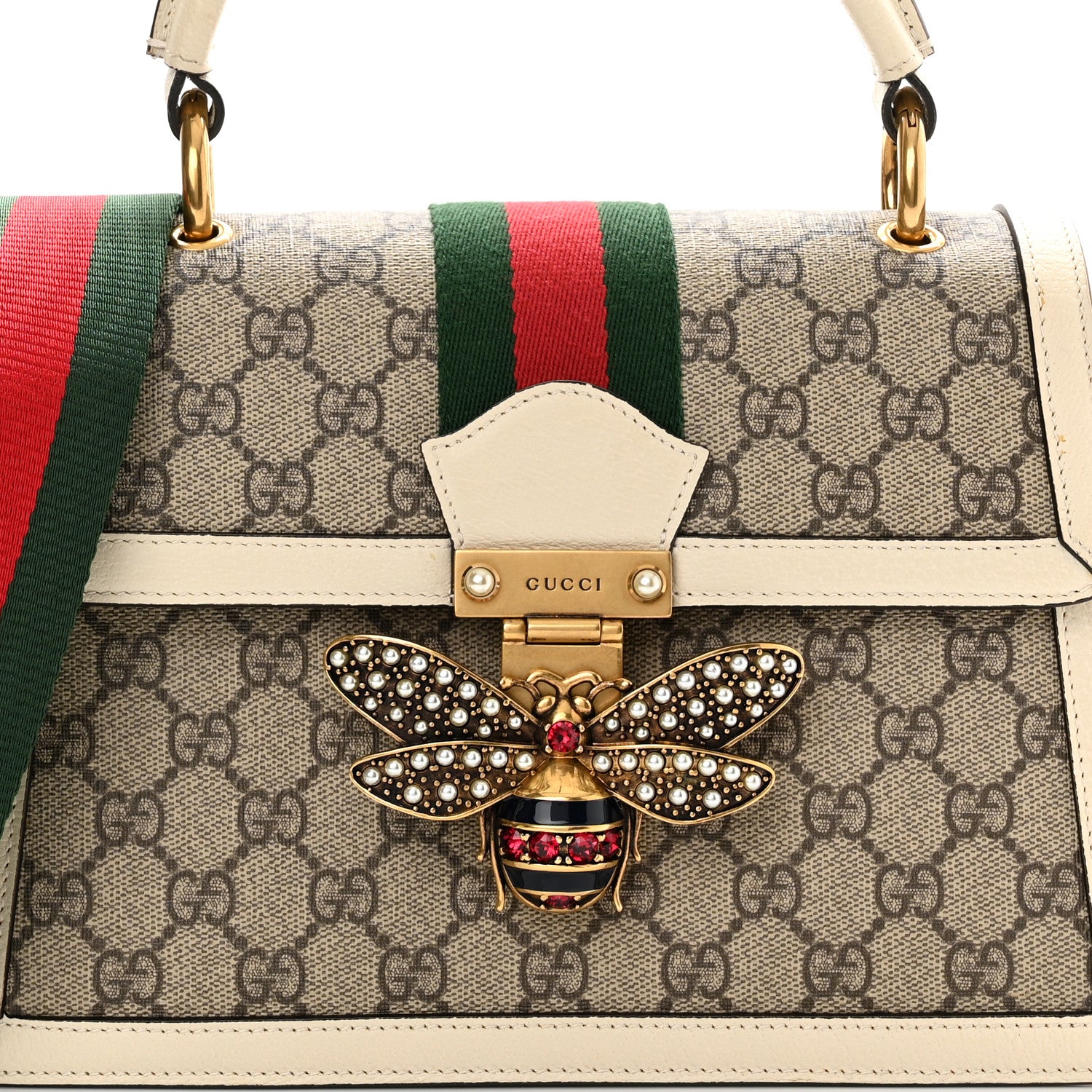 Gucci GG Supreme Monogram Small Queen Margaret Top Handle Bag White 8 of 11
