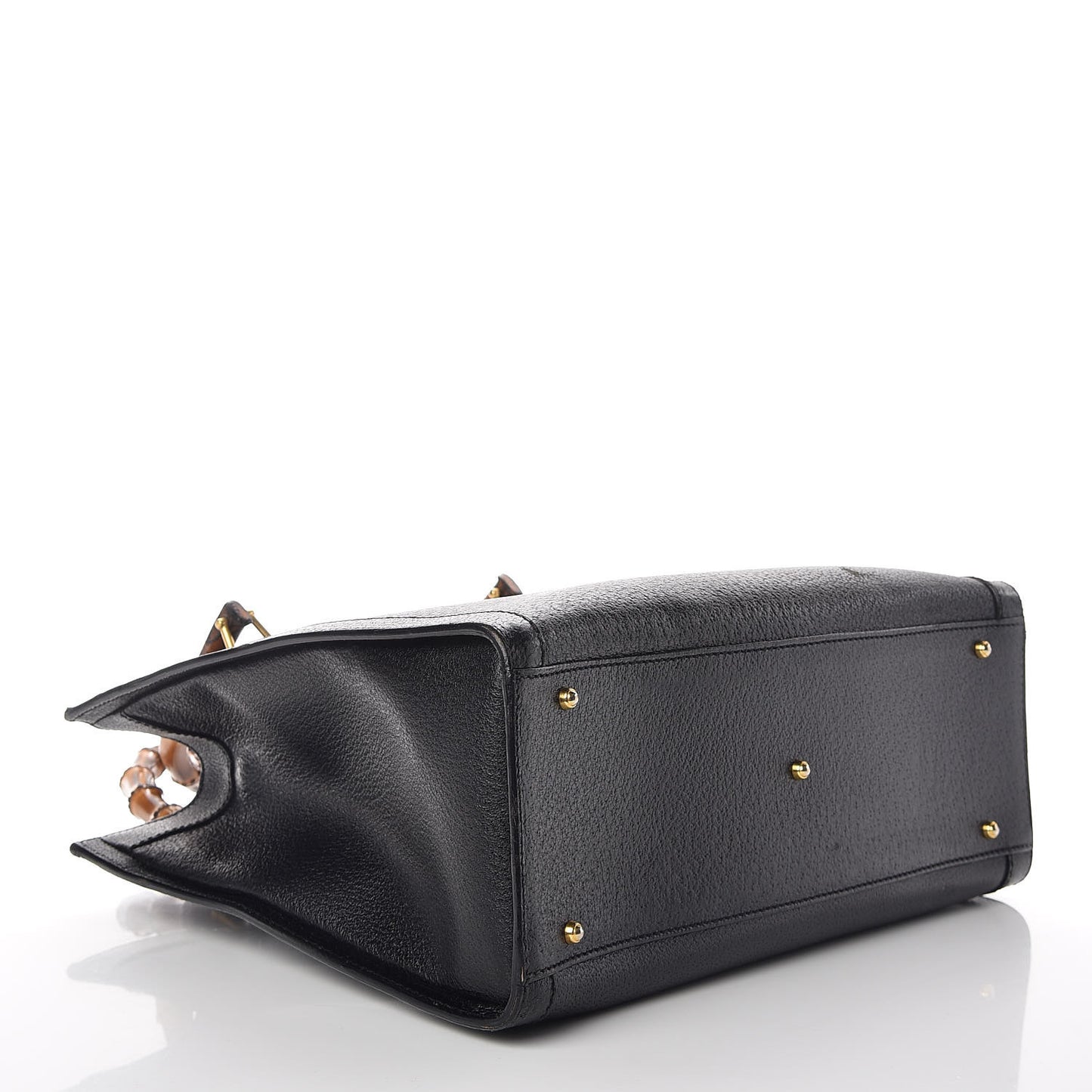 Calfskin Bamboo Top Handle Tote Black