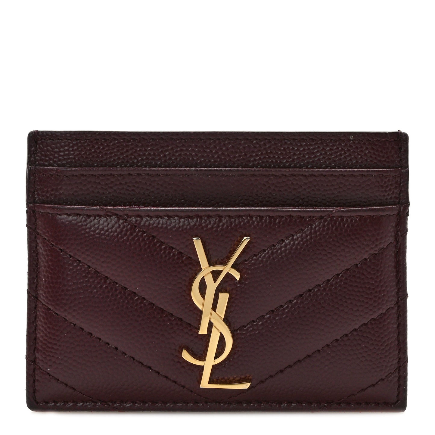 Grain De Poudre Matelasse Chevron Cassandre Credit Card Case Bordeaux