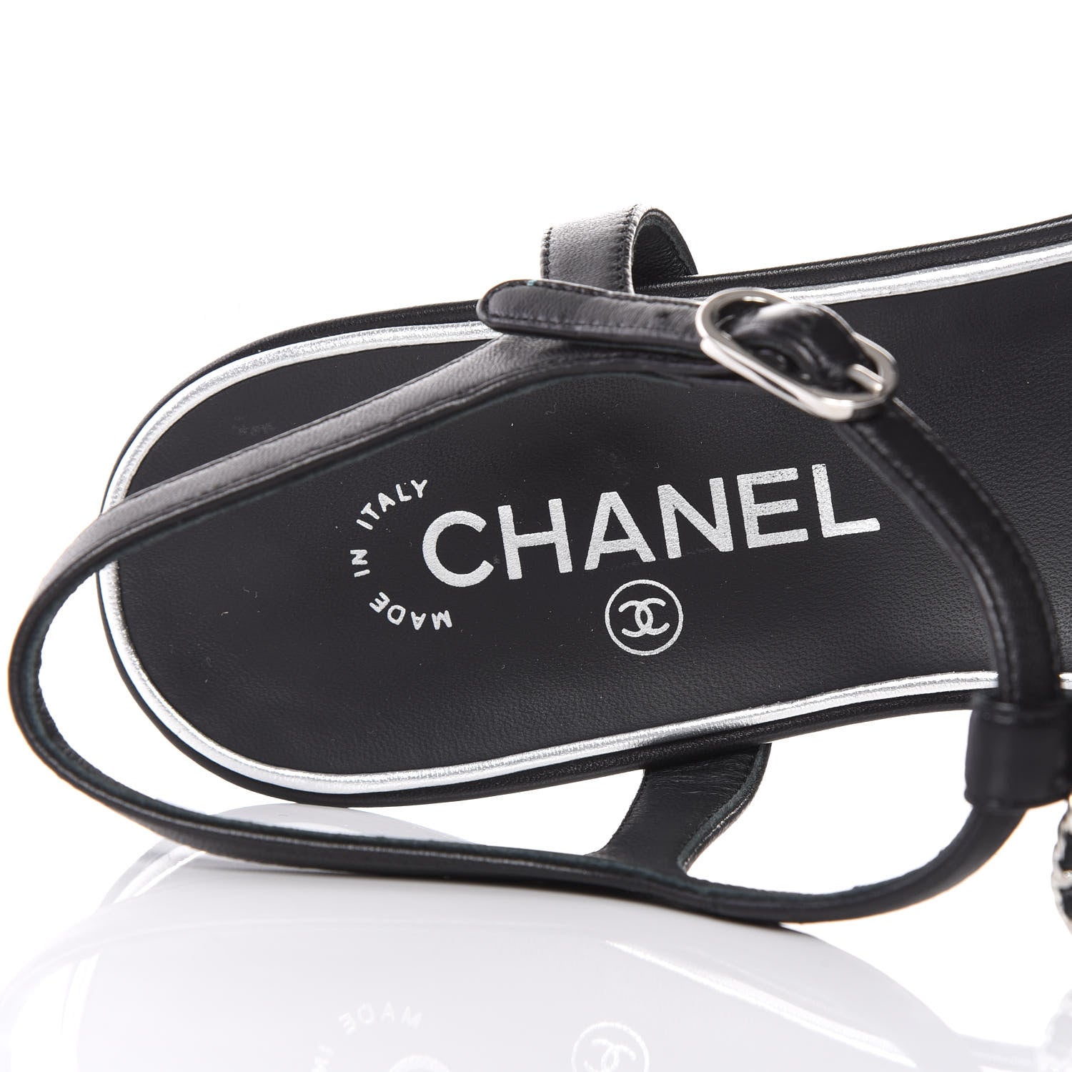 Chanel Lambskin CC Chain Thong Sandals 41 Black 7 of 8